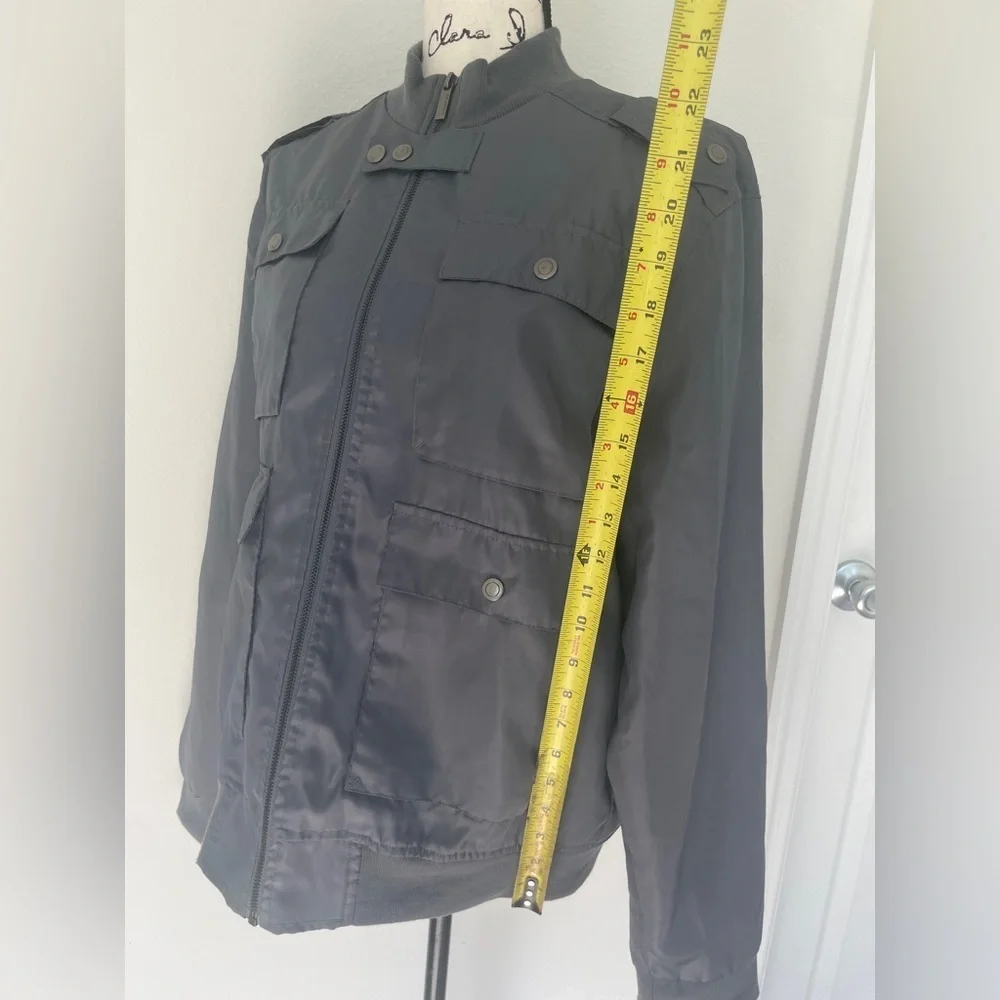 Y2K 90’s Structure Military Jacket Men's Full‎ Zip Charcoal Gray Sz L Normacore